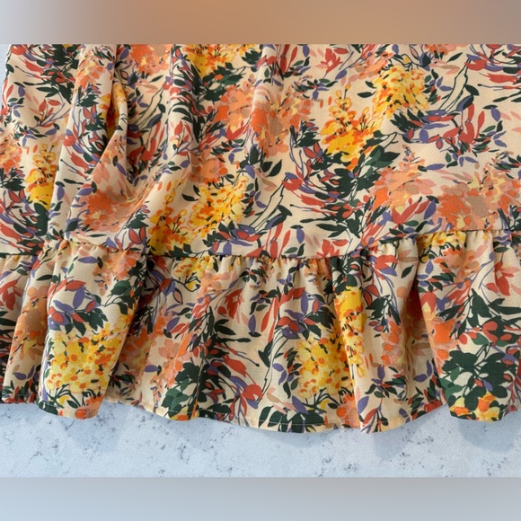 Ophelia Roe Drawstring Waist Smocked back Sundress Flounced Yellow Floral Sz XL - Picture 12 of 13